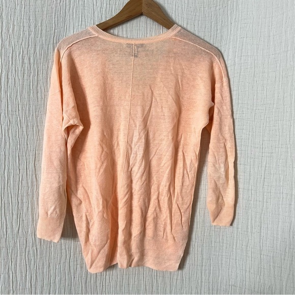 J. Crew Open Sided V-neck Sweater Linen Peachy Orange - Size XS - Picture 3 of 5